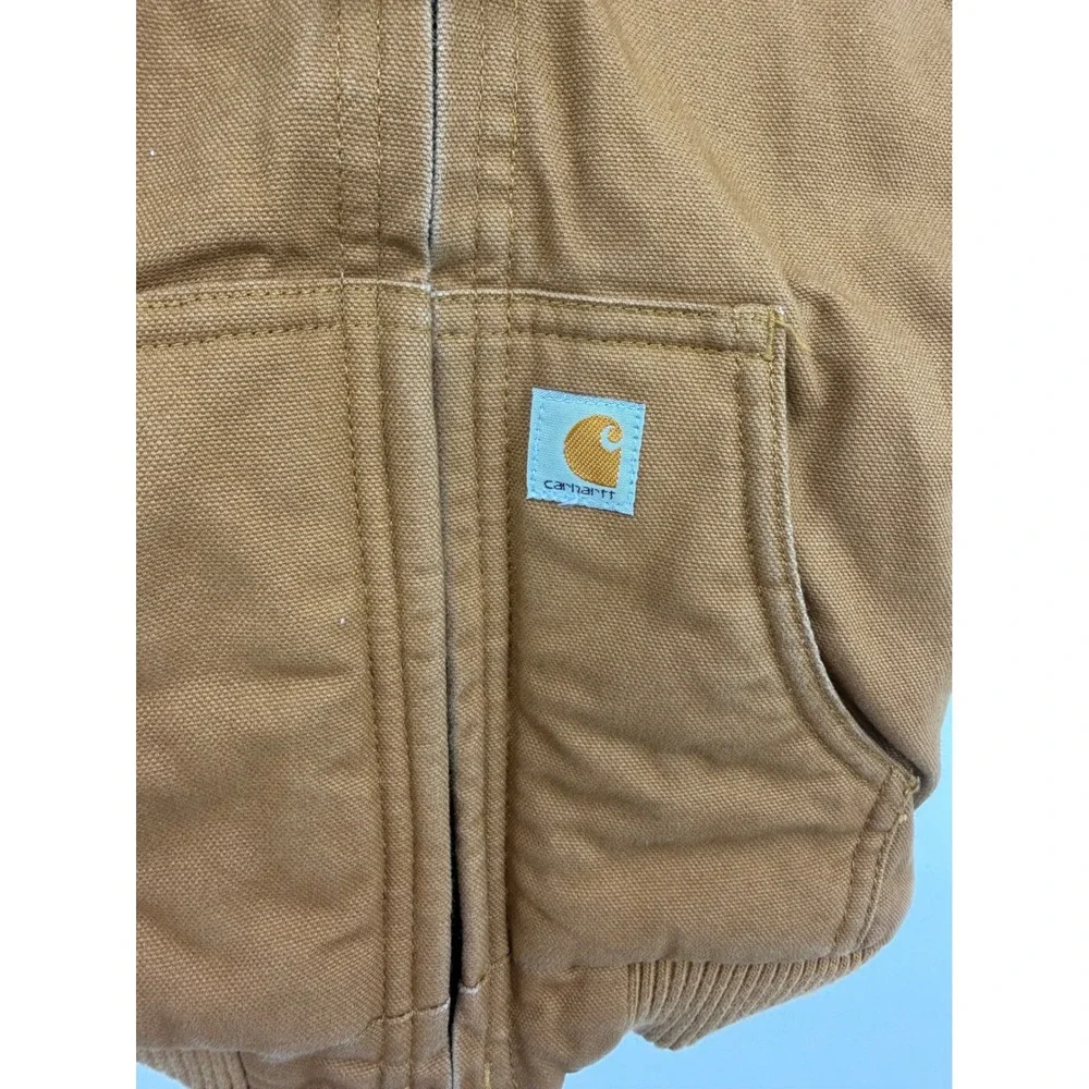 Carhartt Active Jacket baby 18M Brown Canvas Fleece Lined Hooded Insulated